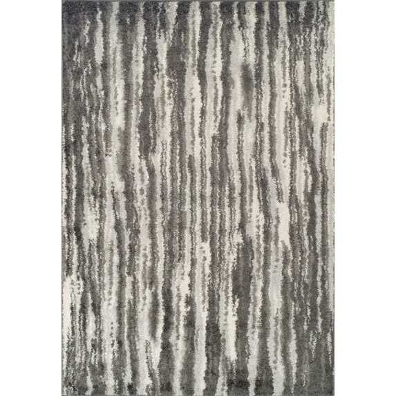 Addison Reston Contemporary Stripe Shag Gray Area Rug