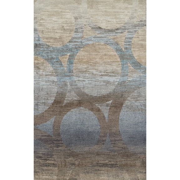 Addison Rugs ADDISON Wellington Eroded Circles Brown/Blue Area Rug 7'10"X10'7" - 7'10" x 10'7"