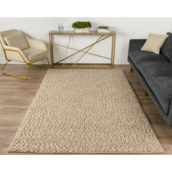 Addison Rugs Addison Boulder Chunky Hand-loomed Wool Area Rug Beige 5' x 7'6" 5' x 8' Rectangle