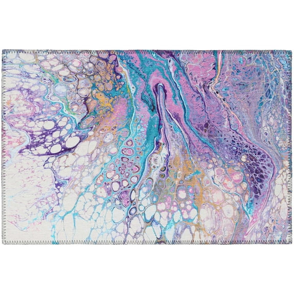 Karina Purple Contemporary Artistic Color Splash 1'8" x 2'6" Non-Skid Accent Rug