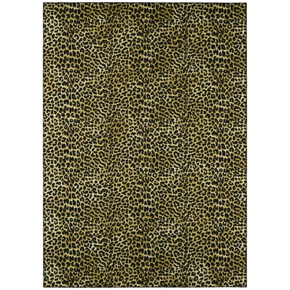 Safari Gold and Black Leopard Animal Print 10' x 14' Non-Skid Area Rug