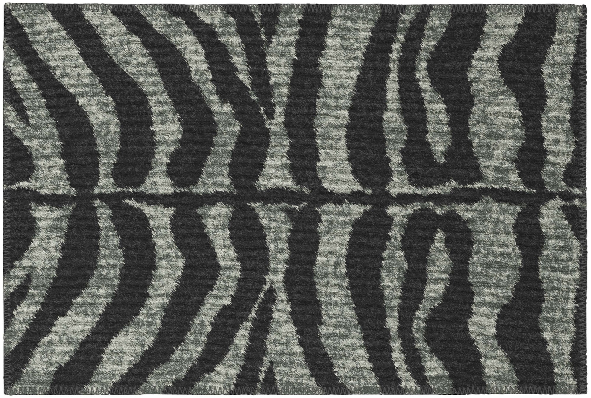 Safari Shadow Black Chenille 1'8" x 2'6" Washable Accent Rug