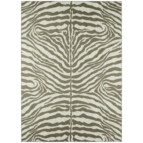 Addison Rugs Addison Indoor/ Outdoor Safari Zebra Animal Print Washable Area Rug 5' x 7'6" - Taupe