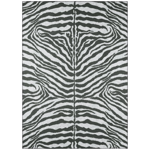 Addison Rugs Addison Indoor/ Outdoor Safari Zebra Animal Print Washable Area Rug 8' x 10' - Grey