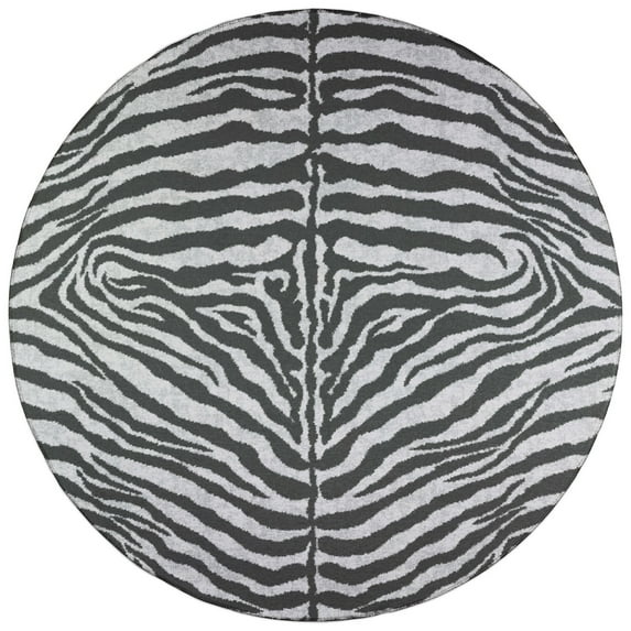 Addison Rugs Addison Indoor/ Outdoor Safari Zebra Animal Print Washable Area Rug 8' x 8' - Grey
