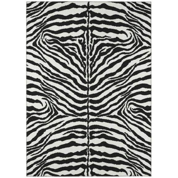 Addison Rugs Addison Indoor/ Outdoor Safari Zebra Animal Print Washable Area Rug 9' x 12' - Pearl