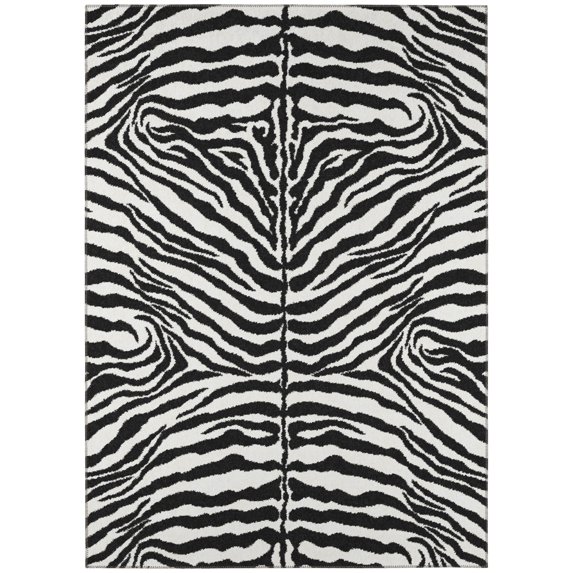 Addison Rugs Addison Indoor/ Outdoor Safari Zebra Animal Print Washable Area Rug 9' x 12' - Pearl
