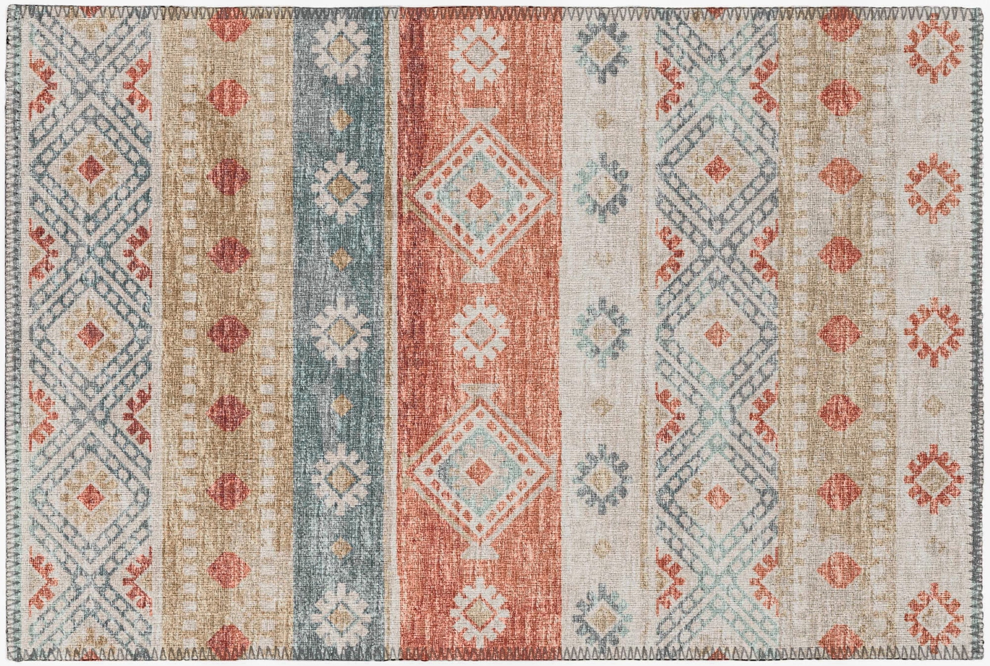Yuma Desert Multicolor Chenille Rectangular Washable Area Rug