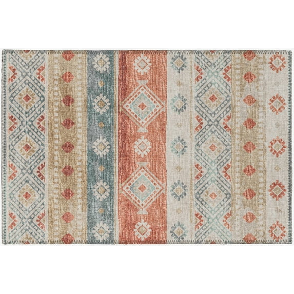 Yuma Indoor/Outdoor Orange Southwest 1'8" x 2'6" Non-Skid Accent Rug