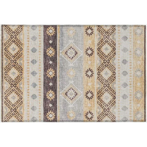 Addison Rugs Addison Indoor/ Outdoor Yuma Southwest Boho Washable Rug 1'8" x 2'6" - Gilded