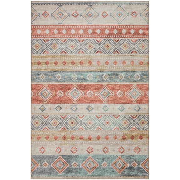 Yuma Indoor/Outdoor Orange Southwest 3' x 5' Non-Skid Area Rug