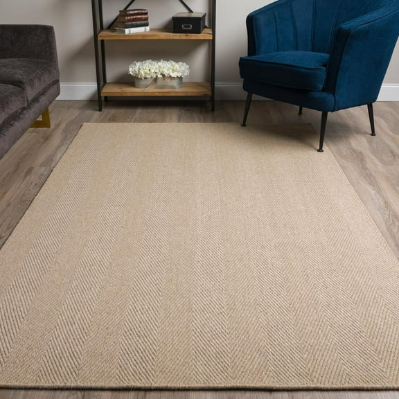 Addison Rugs Addison Jaxon Herringbone Wool Area Rug Khaki 5' x 8' 5' x 8' Rectangle