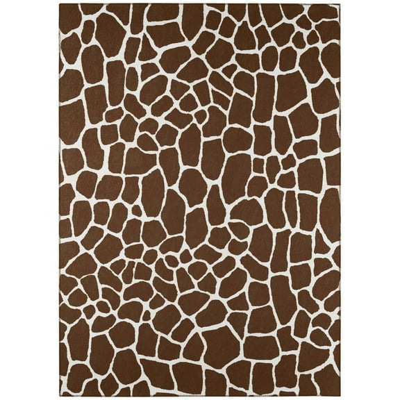 Safari Brown Giraffe Animal Print 10' x 14' Non-Skid Area Rug