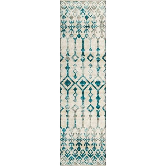 Addison Rugs Bravado Ivory Transitional Aztec/Incan 2'3" x 7'6" Runner Rug Ivory ABV38