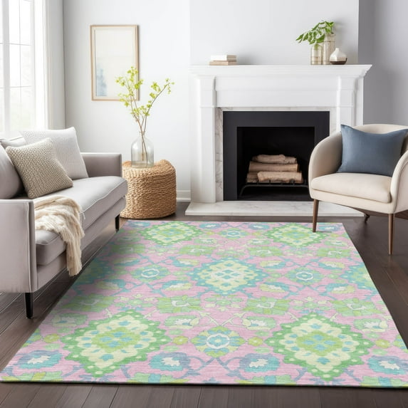 Addison Rugs Chantille Indoor/Outdoor Traditional Vintage Pink Washable Rectangle Rug, 8' x 10'