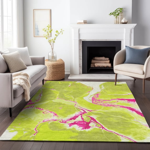 Addison Rugs Chantille Indoor/Outdoor Transitional Abstract Lime Washable Rectangle Rug, 8' x 10'