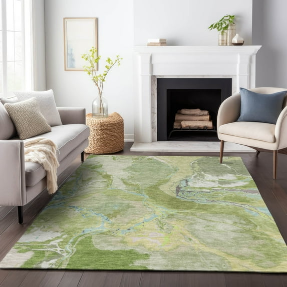 Addison Rugs Chantille Indoor/Outdoor Transitional Abstract Green Washable Rectangle Rug, 9' x 12'