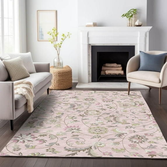 Addison Rugs Chantille Indoor/Outdoor Transitional Geometric, Abstract Pink Washable Rectangle Rug, 3' x 5'