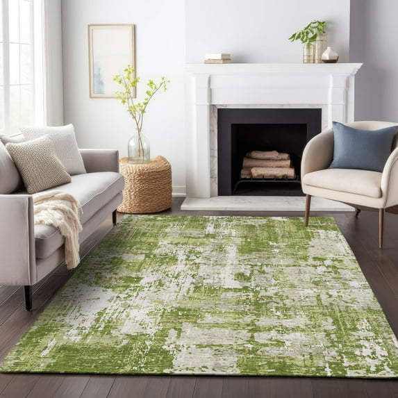Addison Rugs Chantille Indoor/Outdoor Transitional Abstract Green Washable Rectangle Rug, 9' x 12'