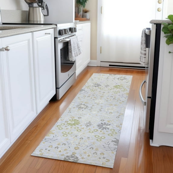 Addison Rugs Chantille Indoor/Outdoor Modern Abstract Silver Washable Runner Rug, 2'3" x 7'6"