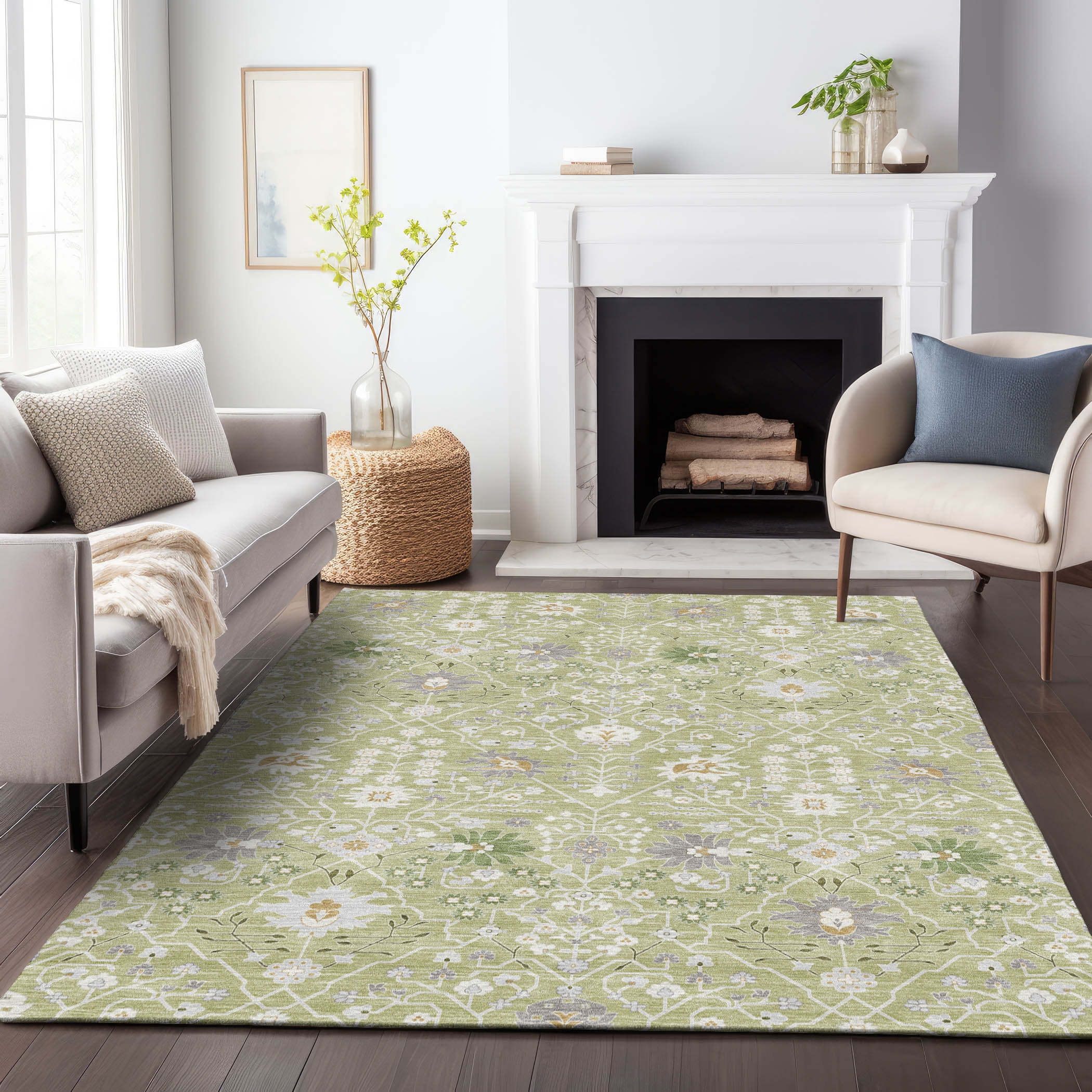 Aloe Green Flat Woven Synthetic Indoor/Outdoor Rug