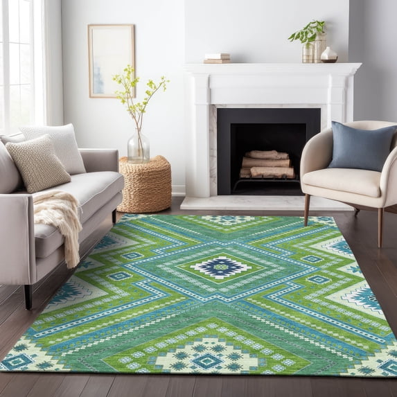 Addison Rugs Chantille Indoor/Outdoor Transitional Geometric, Abstract Lime Washable Rectangle Rug, 5' x 7'6"