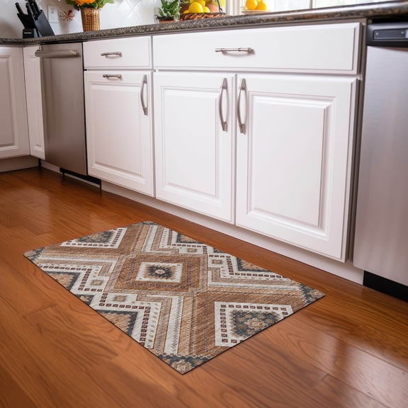 Addison Rugs Chantille Indoor/Outdoor Transitional Geometric, Abstract Copper Washable Rectangle Rug, 1'8" x 2'6"