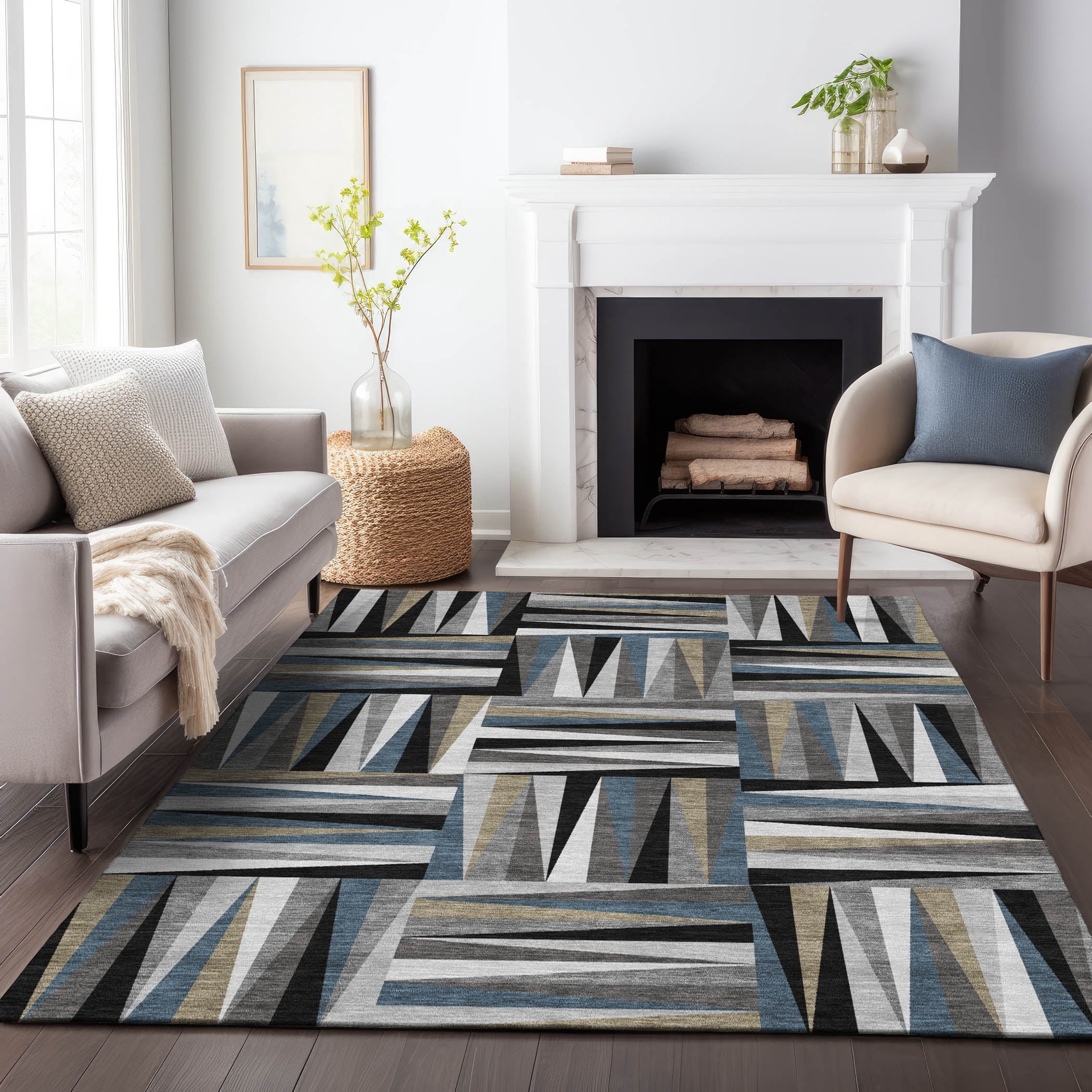 Addison Rugs Chantille Indoor/Outdoor Transitional Squares Black ...