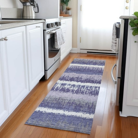 Addison Rugs Chantille Indoor/Outdoor Transitional Stripes Purple Washable Runner Rug, 2'3" x 7'6"