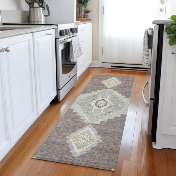 Addison Rugs Chantille Indoor/Outdoor Traditional Vintage Taupe Washable Runner Rug, 2'3" x 7'6"