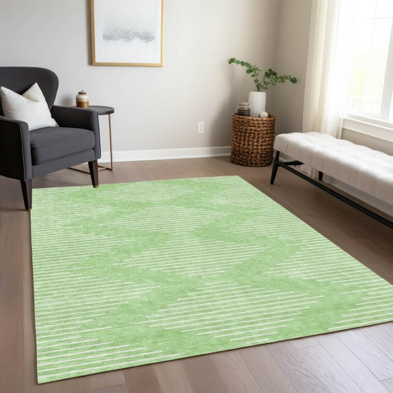 Addison Rugs Chantille Indoor/Outdoor Transitional Geometric Mint Washable Rectangle Rug, 5' x 7'6"