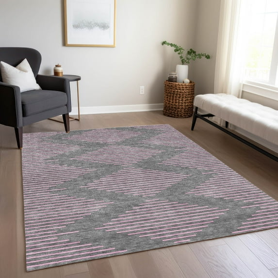 Addison Rugs Chantille Indoor/Outdoor Transitional Geometric Gray Washable Rectangle Rug, 8' x 10'