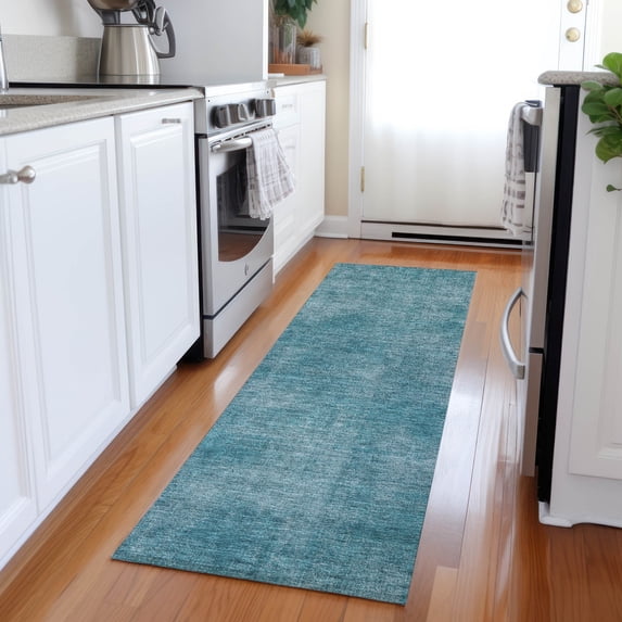Addison Rugs Chantille Indoor/Outdoor Transitional Abstract Teal Washable Runner Rug, 2'3" x 7'6"
