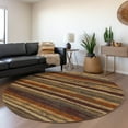 thumbnail image 1 of Addison Rugs Chantille Indoor/Outdoor Transitional Stripes Chocolate Washable Round Rug, 8' x 8', 1 of 6
