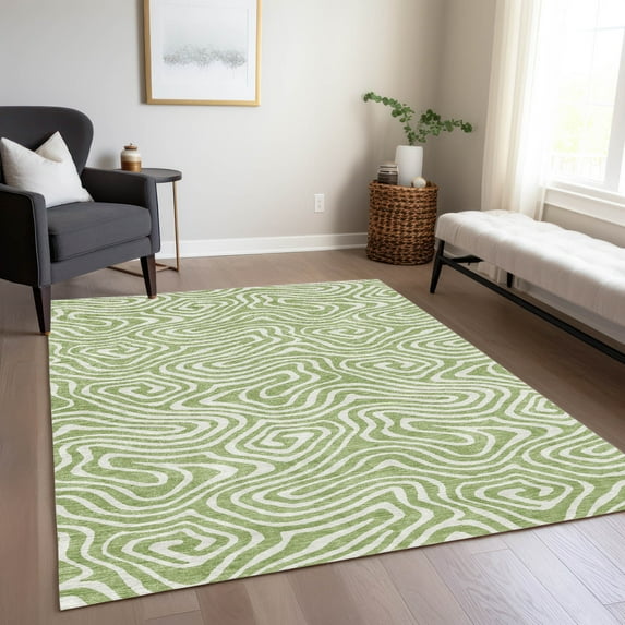 Addison Rugs Chantille Indoor/Outdoor Transitional Swirls Aloe Washable Rectangle Rug, 10' x 14'