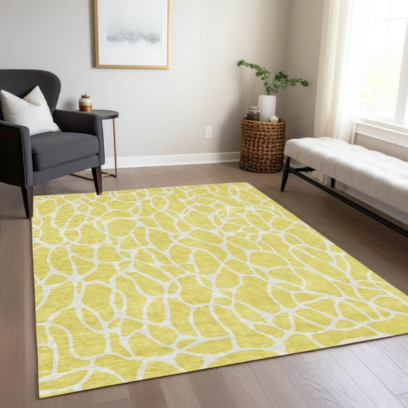 Addison Rugs Chantille Indoor/Outdoor Transitional Geometric Yellow Washable Rectangle Rug, 2'6" x 3'10"