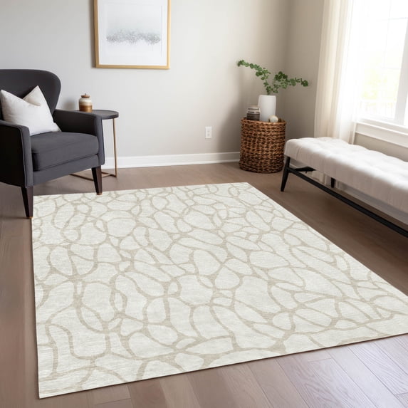 Addison Rugs Chantille Indoor/Outdoor Transitional Geometric Ivory Washable Rectangle Rug, 10' x 14'