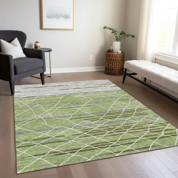 Addison Rugs Chantille Indoor/Outdoor Transitional Stripes Aloe Washable Rectangle Rug, 10' x 14'