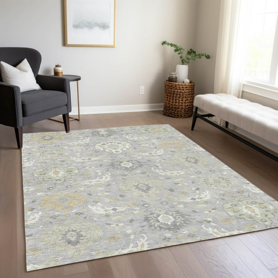 Addison Rugs Chantille Indoor/Outdoor Transitional Geometric, Abstract Gray Washable Rectangle Rug, 8' x 10'