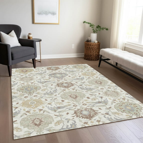 Addison Rugs Chantille Indoor/Outdoor Transitional Geometric, Abstract Ivory Washable Rectangle Rug, 10' x 14'