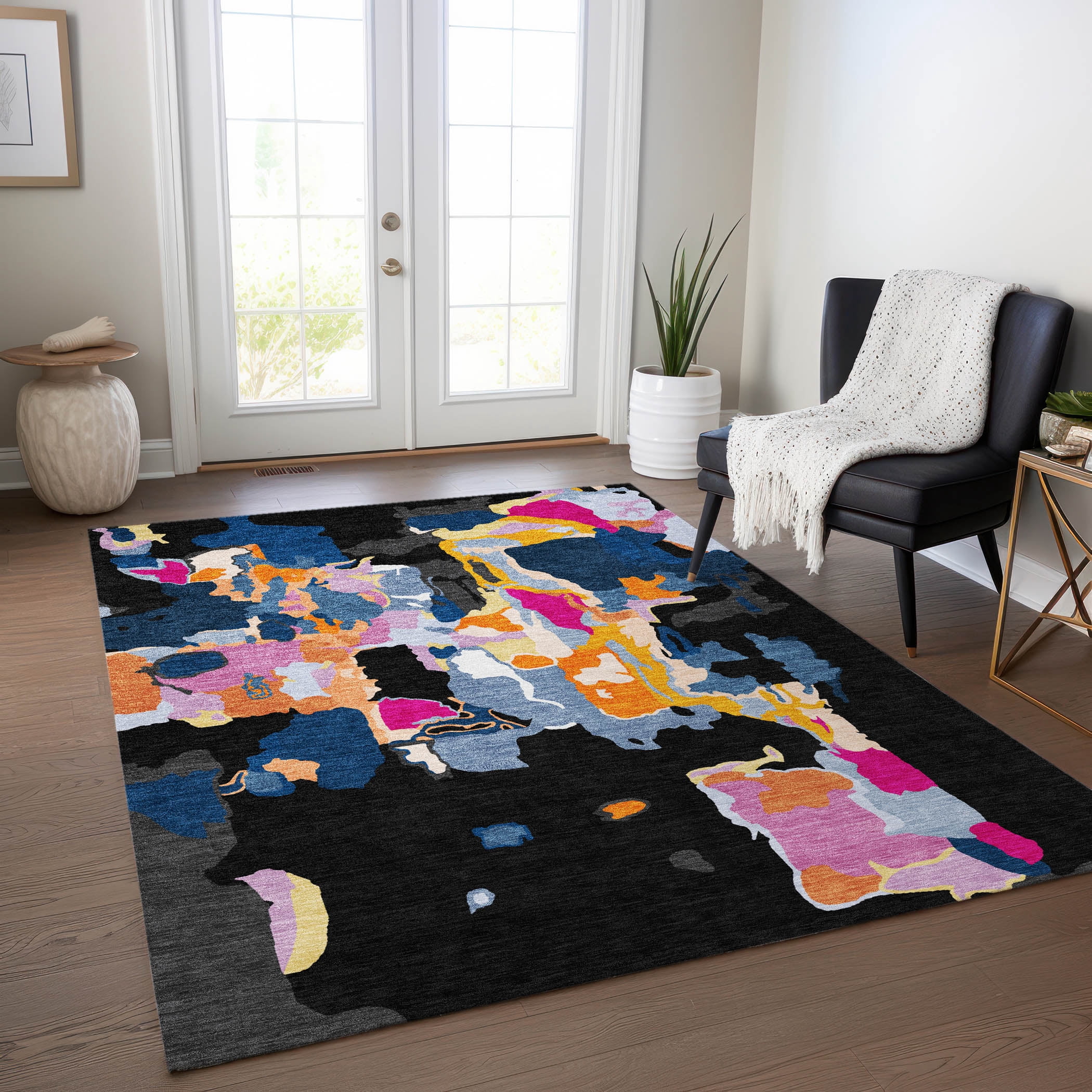 Addison Rugs Chantille Indoor/Outdoor Transitional Abstract Black ...