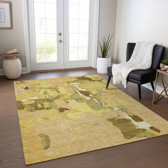 Addison Rugs Chantille Indoor/Outdoor Transitional Abstract Gold Washable Rectangle Rug, 9' x 12'