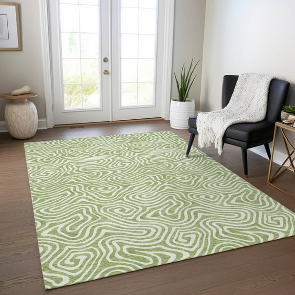 Addison Rugs Chantille Indoor/Outdoor Transitional Swirls Aloe Washable Rectangle Rug, 10' x 14'