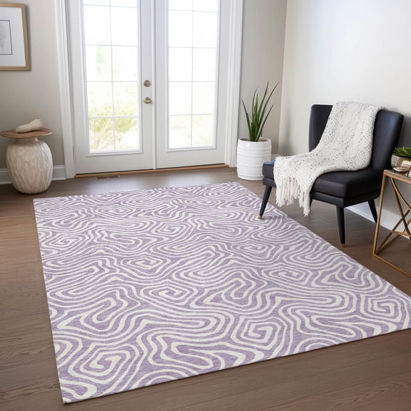 Addison Rugs Chantille Indoor/Outdoor Transitional Swirls Lavender Washable Rectangle Rug, 2'6" x 3'10"