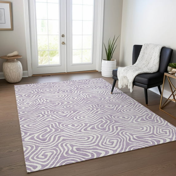 Addison Rugs Chantille Indoor/Outdoor Transitional Swirls Lavender Washable Rectangle Rug, 3' x 5'