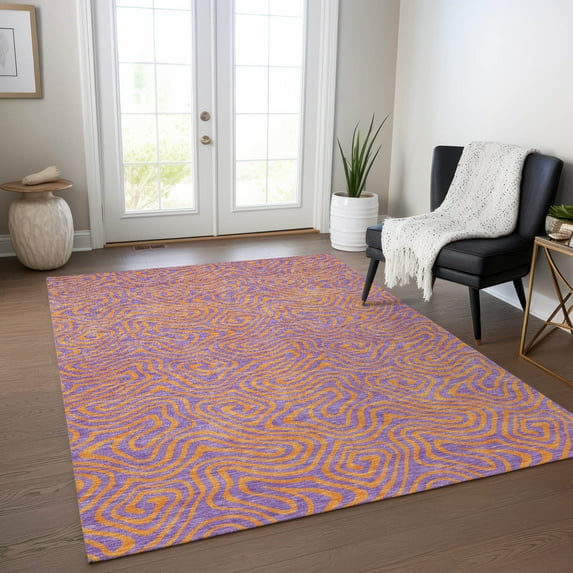 Addison Rugs Chantille Indoor/Outdoor Transitional Swirls Purple Washable Rectangle Rug, 9' x 12'