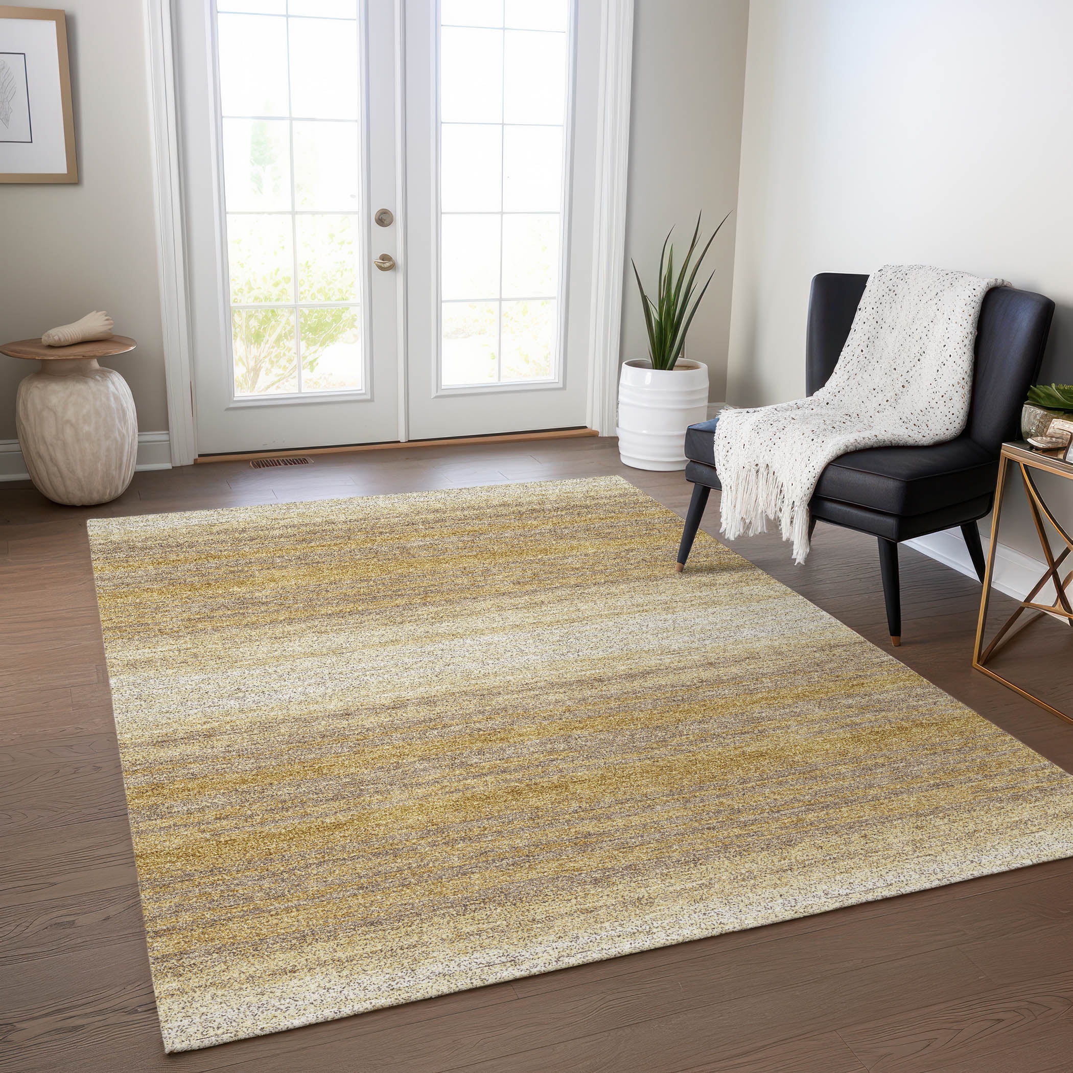 Home Rug Gold Addison Rugs Chantille ACN1033 Gold 3' x 5' Indoor Outdoor Area Rug ...