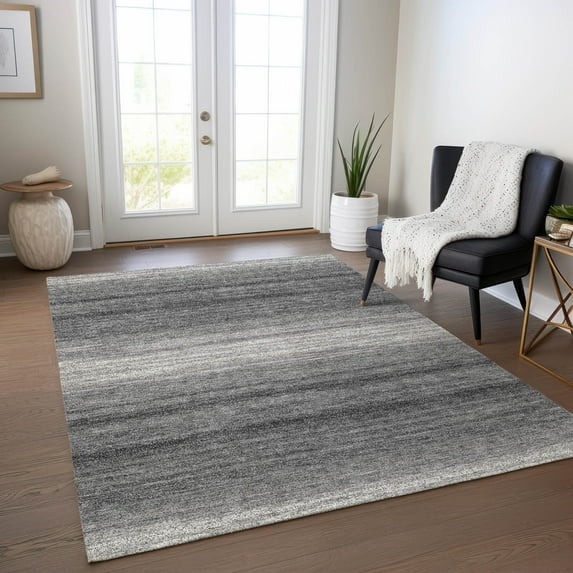 Addison Rugs Chantille Indoor/Outdoor Transitional Stripes Gray Washable Rectangle Rug, 3' x 5'