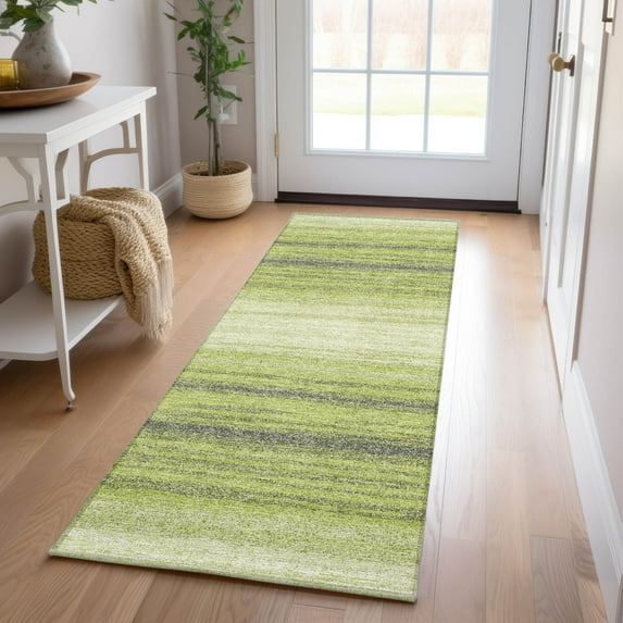 Addison Rugs Chantille Indoor/Outdoor Transitional Stripes Lime Washable Runner Rug, 2'3" x 7'6"