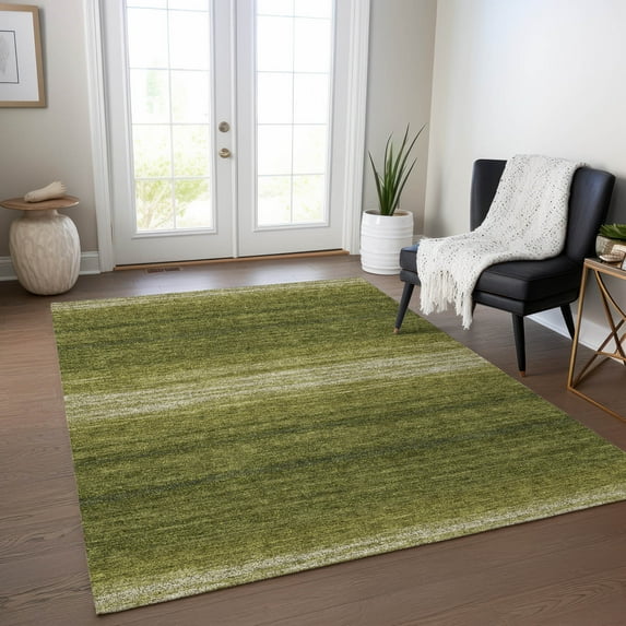 Addison Rugs Chantille Indoor/Outdoor Transitional Stripes Olive Washable Rectangle Rug, 8' x 10'